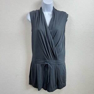 Helmut Lang Gray Sleeveless V-neck Drape Casual Jersey Romper S Nursing Friendly